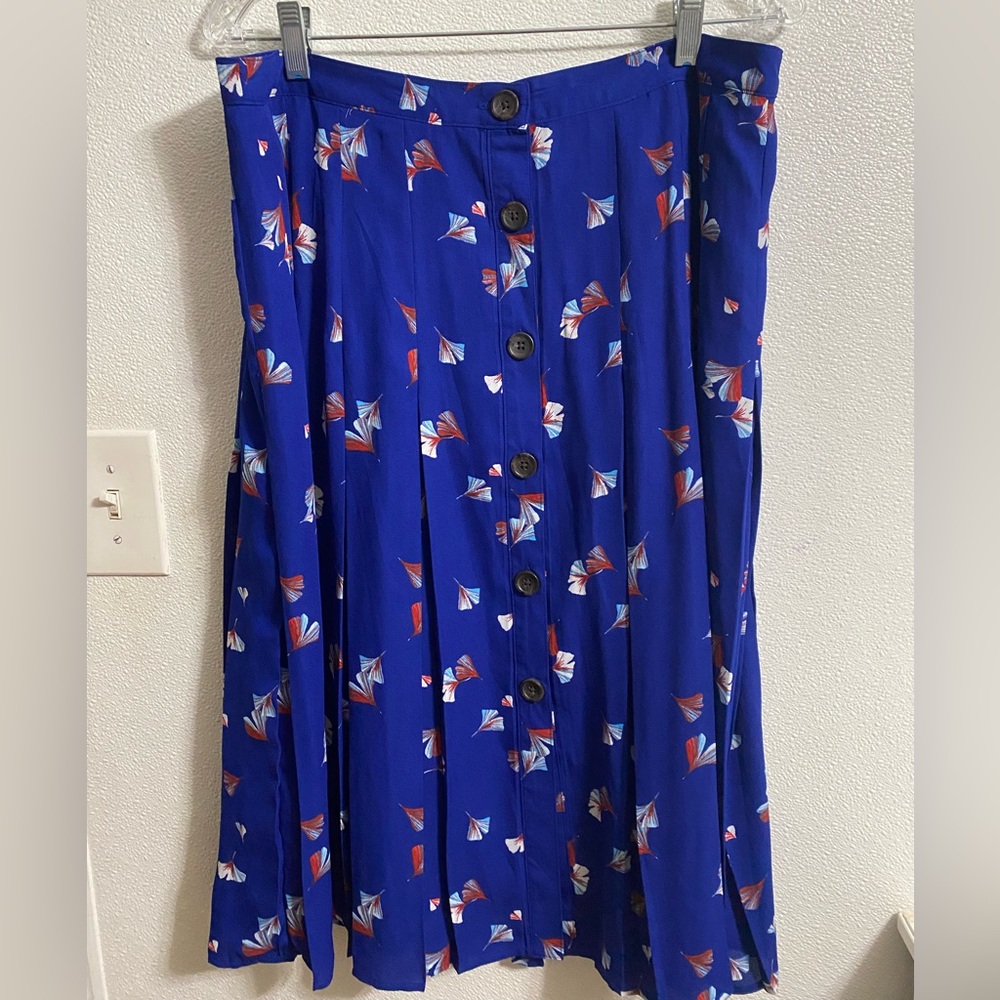 Banana Republic Royal Blue Midi Skirt with Red & White Accents
